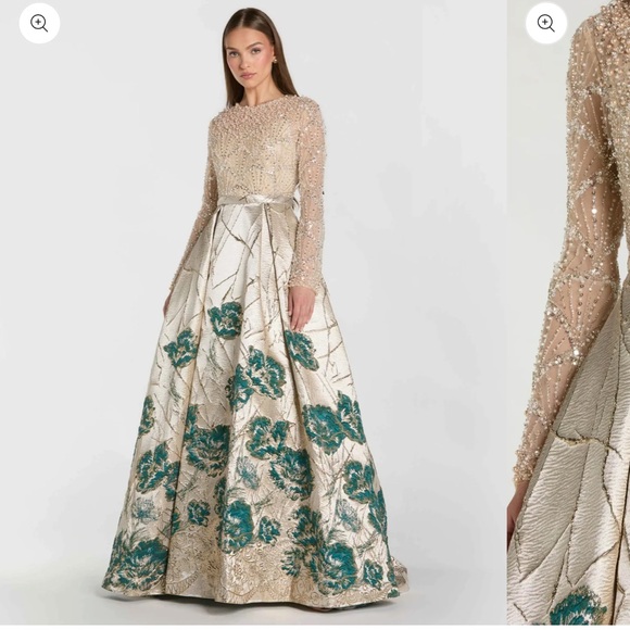 Dresses & Skirts - Mac Duggal Ivory and Teal Floral Ball Gown Dress

Tailored to fit